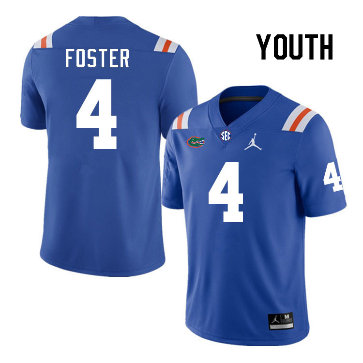 Youth #4 Teddy Foster Florida Gators College Football Jerseys Stitched-Throwback